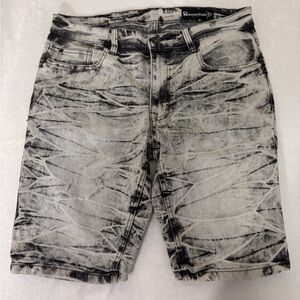 Essentials Distressed Black and White Jean Shorts